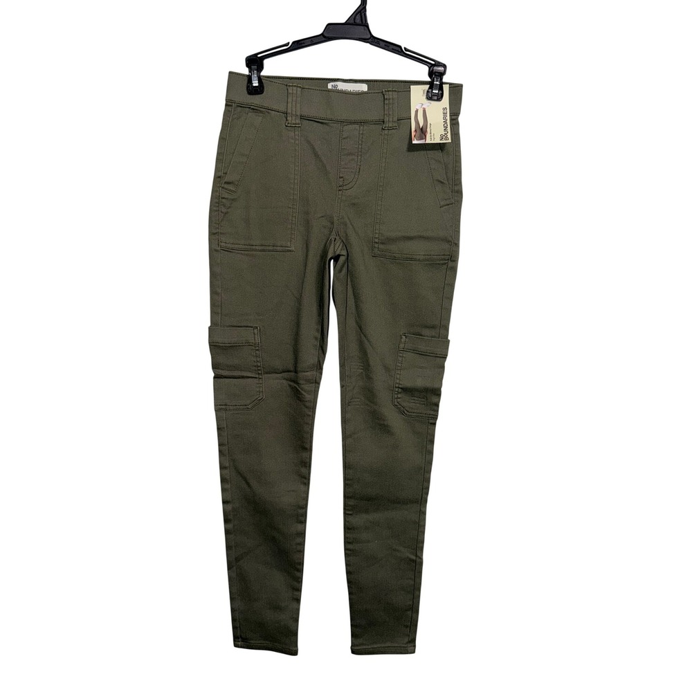 No Boundaries Womens Olive Green High Rise Pull On Skinny Cargo Pants XS 0-2 NEW